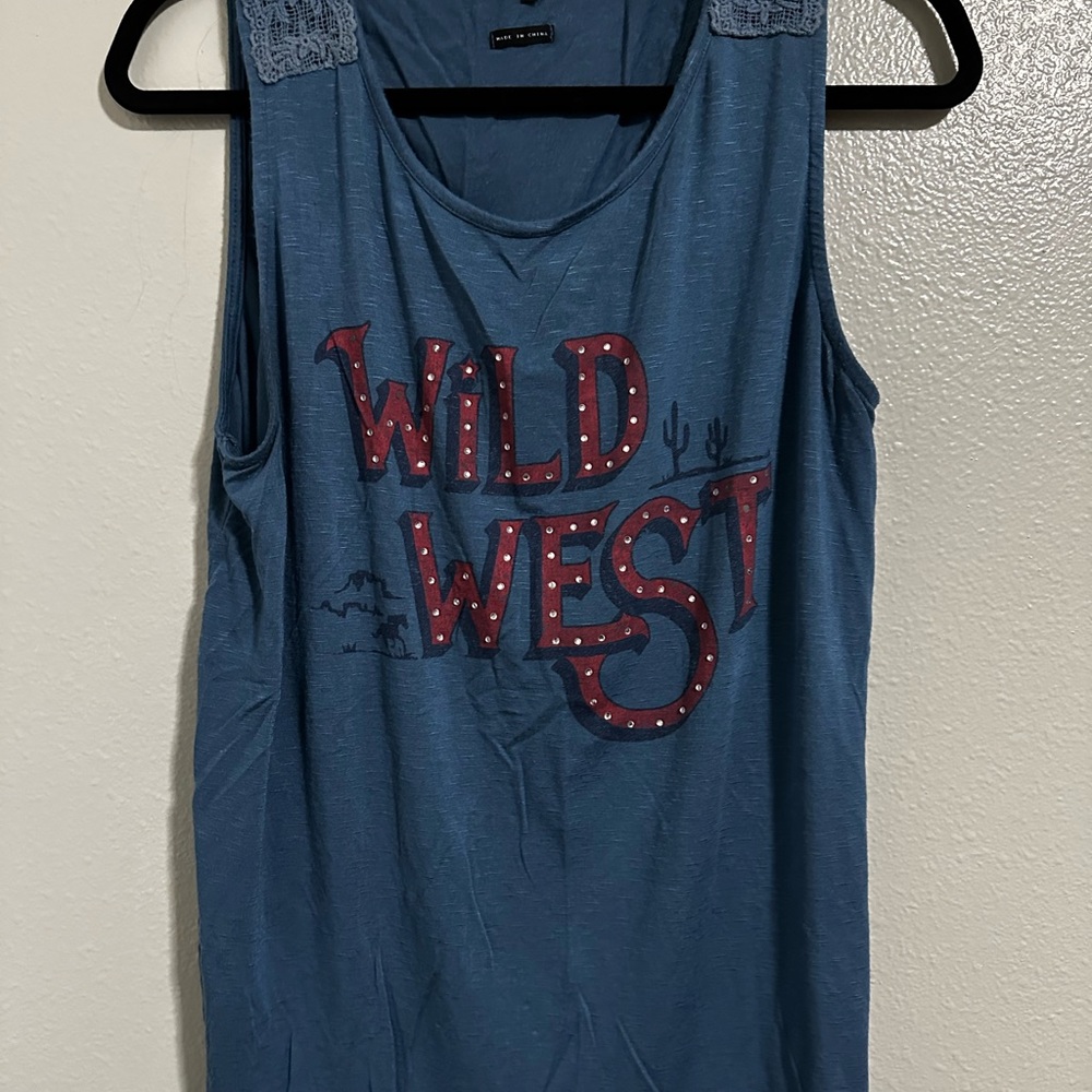 Miss Me Blue Wild West Tank Top